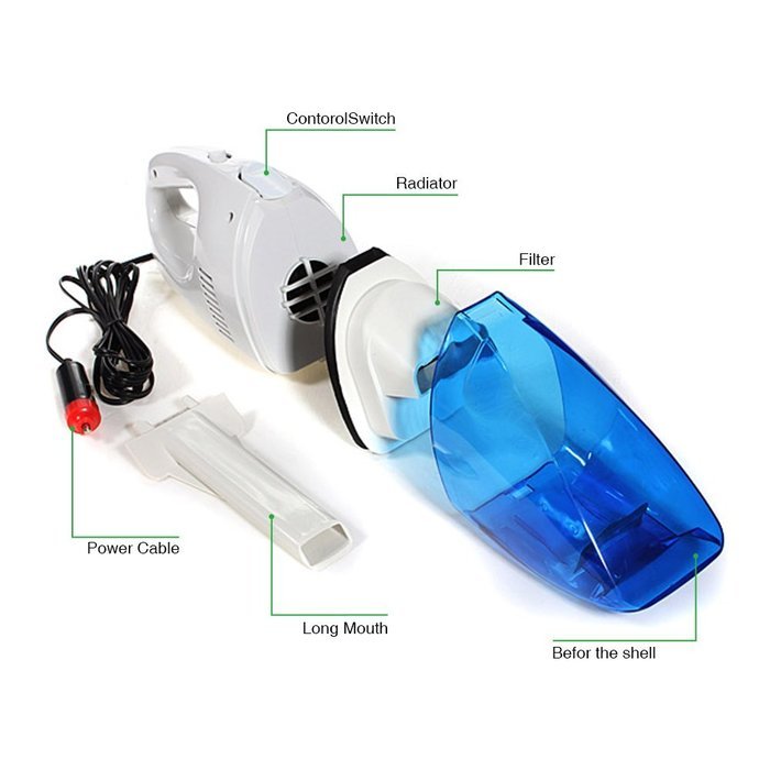 AUDEW 12V Mini Car Vacuum Cleaner Portable Handheld Auto Charger Vacuum N2