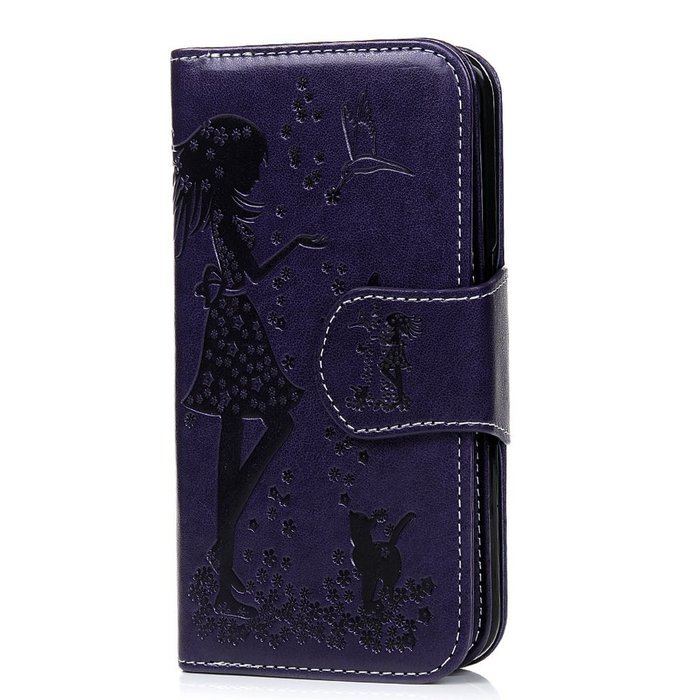 Badalink Galaxy S7 Edge Wallet Case 9 Card Slots Plastic Mirror Hand Strap Stand Feature Embossed PU Leather Flip... N51