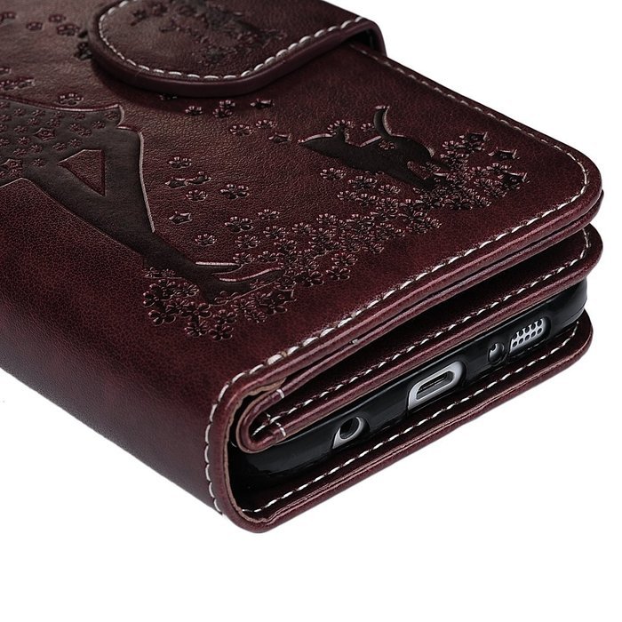Badalink Galaxy S7 Edge Wallet Case 9 Card Slots Plastic Mirror Hand Strap Stand Feature Embossed PU Leather Flip... N56