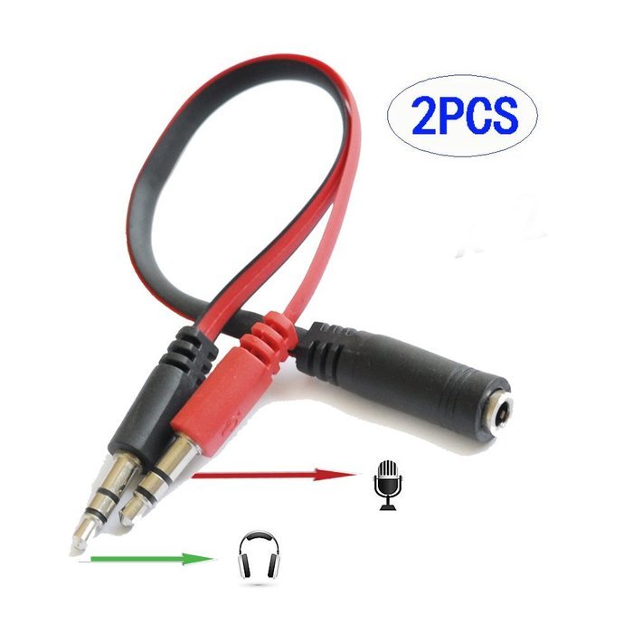 Seadream 2Pack 3.5mm Female to Dual 3.5 Male Headset Mic & Stereo Audio Y Splitter Cable Adpter (2pack Black) N2