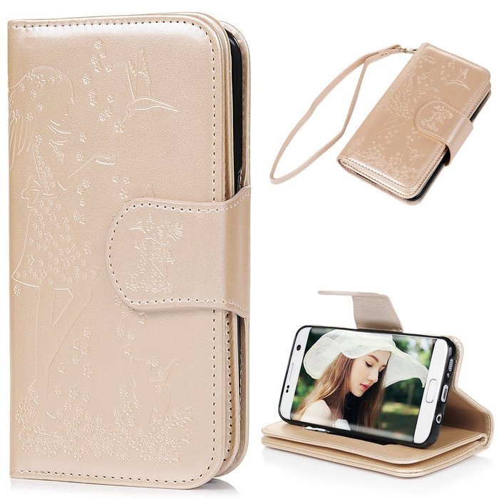 Badalink Galaxy S7 Edge Wallet Case 9 Card Slots Plastic Mirror Hand Strap Stand Feature Embossed PU Leather Flip... N60