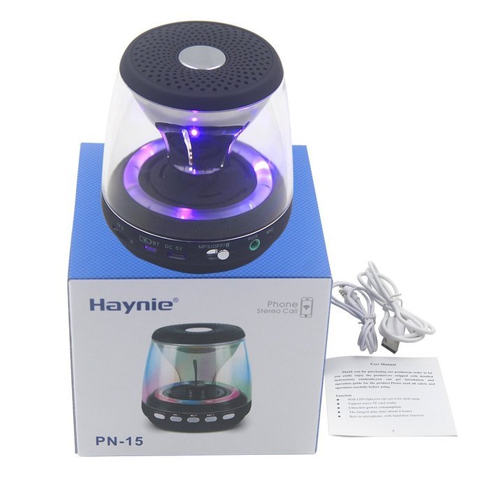 Bluetooth Speaker Haynie PN-15 Mini Portable Wireless Bluetooth Speaker with LED lights, DC 5V Input Power, Ultra-low... N18