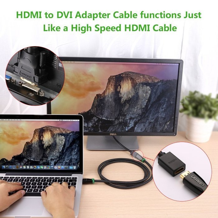 DVI to HDMI Adapter Cable, Ugreen HDMI Female to DVI D Male Video Cable, HDMI to DVI 24+1 Converter 1080P for... N5