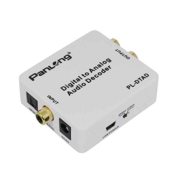 Panlong Optical SPDIF Toslink/ Coaxial Digital to Analog Audio Converter Decoder, Support 5.1 Dolby Digital, DTS... N6