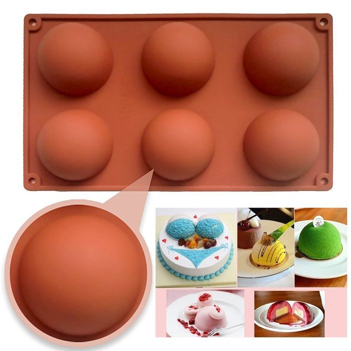 Silicone Mold,DiDaDi Non Sitick Muffin Pans 6-Cavity Large Half Circle Baking Mould Shape Halloween Candy Making...