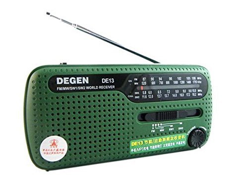 XHD&reg; DEGEN DE13 FM AM SW Crank Dynamo Solar Power Emergency Radio A0798A World Receiver N2