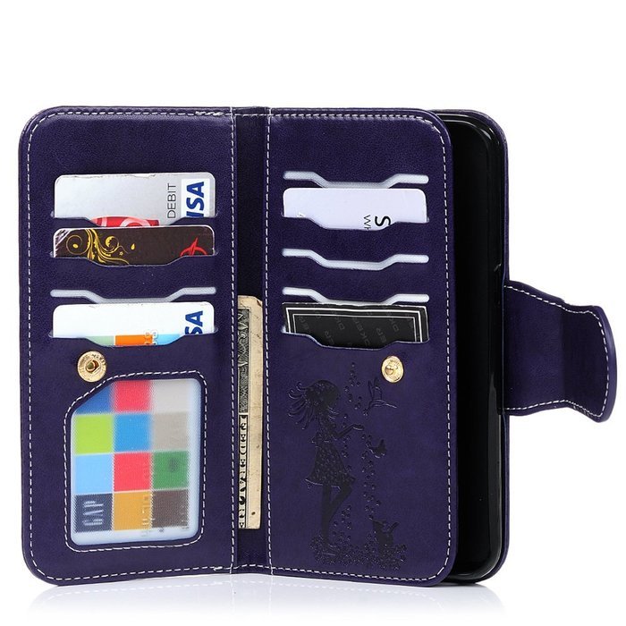 Badalink Galaxy S7 Edge Wallet Case 9 Card Slots Plastic Mirror Hand Strap Stand Feature Embossed PU Leather Flip... N72