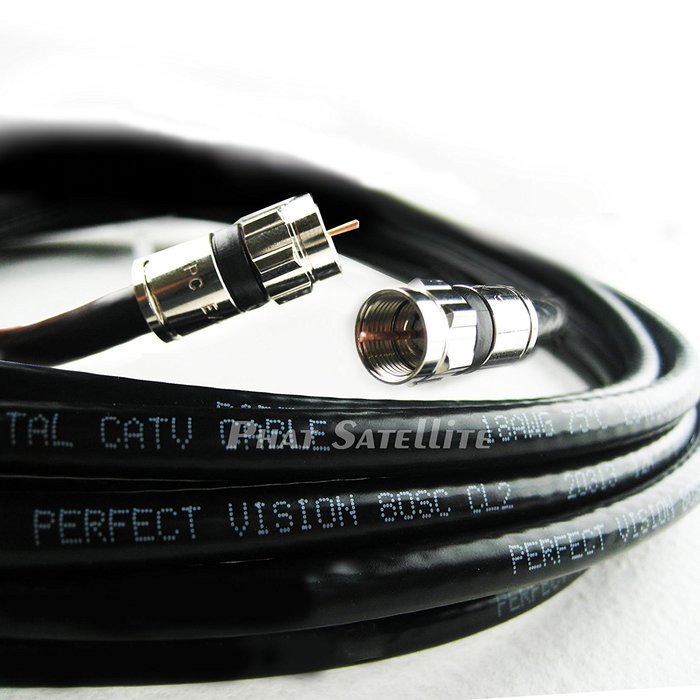 75ft BLACK Perfect Vision Solid Copper UL CM CL2 rated for in wall installation 3ghz 75 Ohm Coaxial Rg6 Directv...