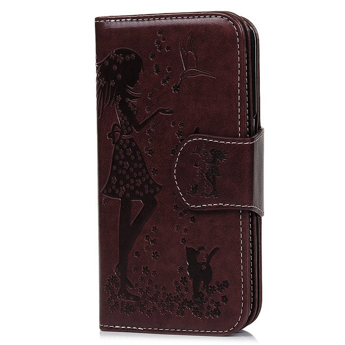 Badalink Galaxy S7 Edge Wallet Case 9 Card Slots Plastic Mirror Hand Strap Stand Feature Embossed PU Leather Flip... N77