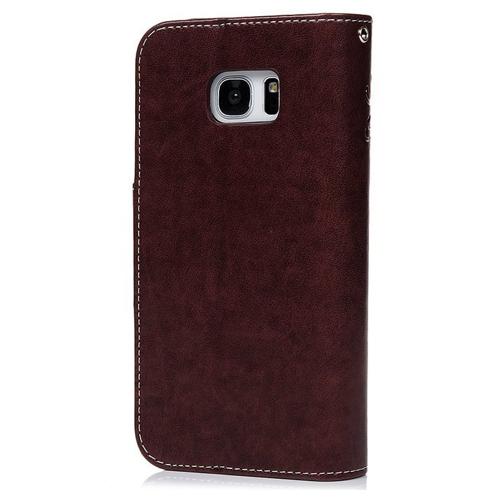 Badalink Galaxy S7 Edge Wallet Case 9 Card Slots Plastic Mirror Hand Strap Stand Feature Embossed PU Leather Flip... N78