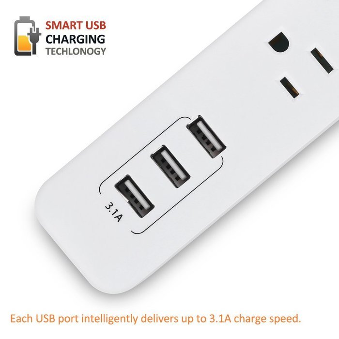Bestten Multi-Functional Charging Station Tower: 6-Outlet Surge Protector with 4 USB Charging Ports (4.2A Total... N18