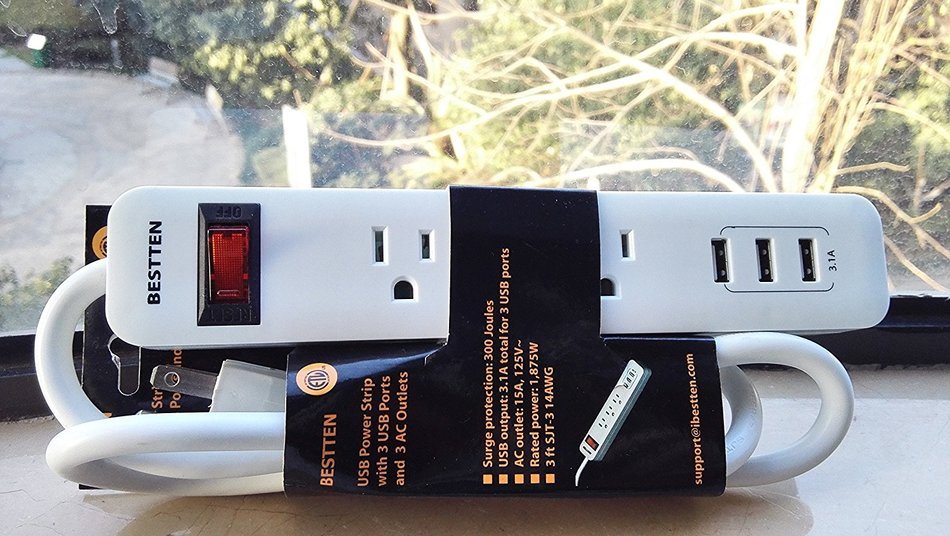 Bestten Multi-Functional Charging Station Tower: 6-Outlet Surge Protector with 4 USB Charging Ports (4.2A Total... N20