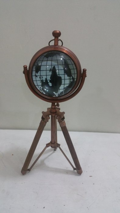 NAUTICAL MARITIME ~ COPPER FINISH CLOCK WITH TRIPOD DESKTOP ~ TABLE CLOCK DECOR N3