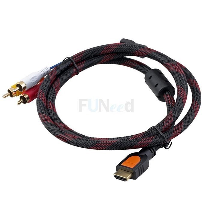 Fivetech 5FT 1080P HDMI Male to 3 RCA Video Audio AV Cable Adapter For TV HDTV DVD New N4