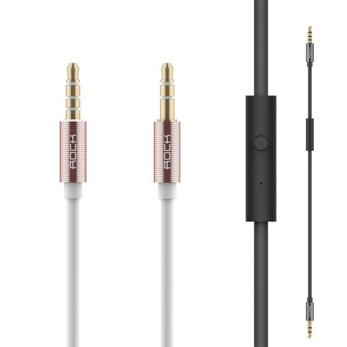 【Audio Cable】ROCK 2.6ft/80CM 3.5mm In-line Control Tangle-Free Male To Male Universal Stereo Audio Cable with... N6