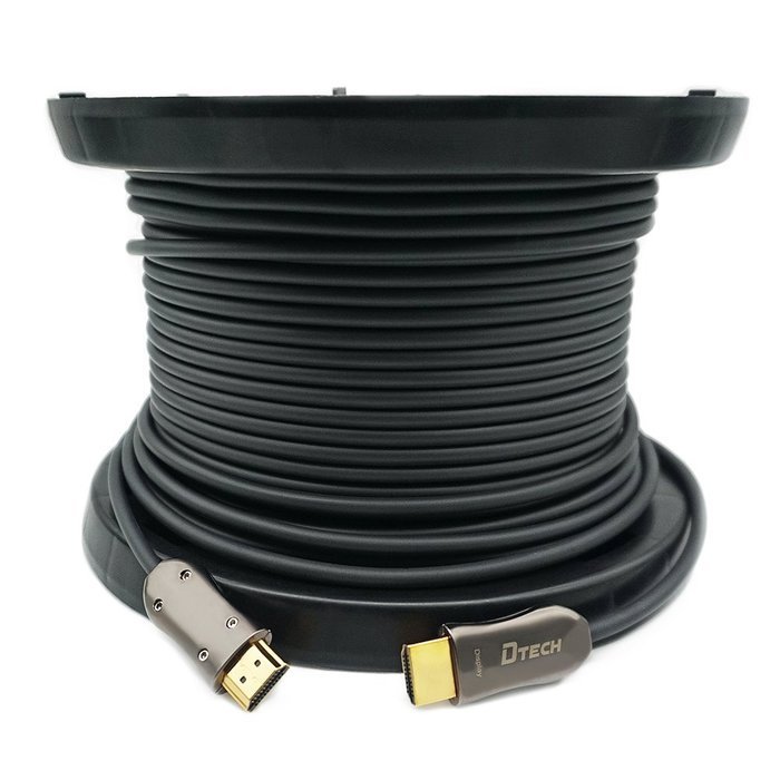 DTECH Ultra Slim 200 Feet Fiber Optic HDMI 2.0 Cable 4K at 60Hz and 18Gbps Pro Series for In-wall Installation N4