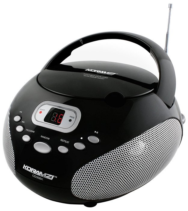 Koramzi Portable CD Boombox Stereo Sound System with Top-Loading CD Player, AM/FM Radio, and Aux Line-In- CD35...