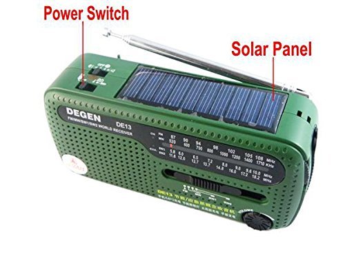 XHD&reg; DEGEN DE13 FM AM SW Crank Dynamo Solar Power Emergency Radio A0798A World Receiver N5