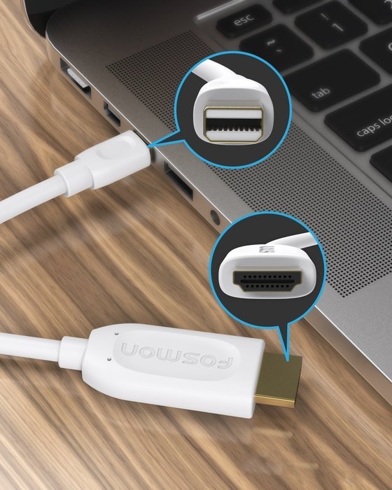 Mini DisplayPort to HDMI Cable (15 FT), Fosmon Mini DP [1080p | Thunderbolt Port Compatible] to HDMI Cable Adapter... N5
