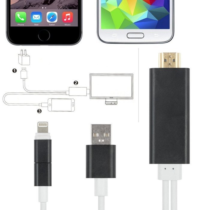 FST High-Speed HDMI Cable, 64Ft MHL to HDMI 1080p HDTv Adapter Cable for iPhone 5S 5 SE 6 Plus 6S Plus iPad Air... N15
