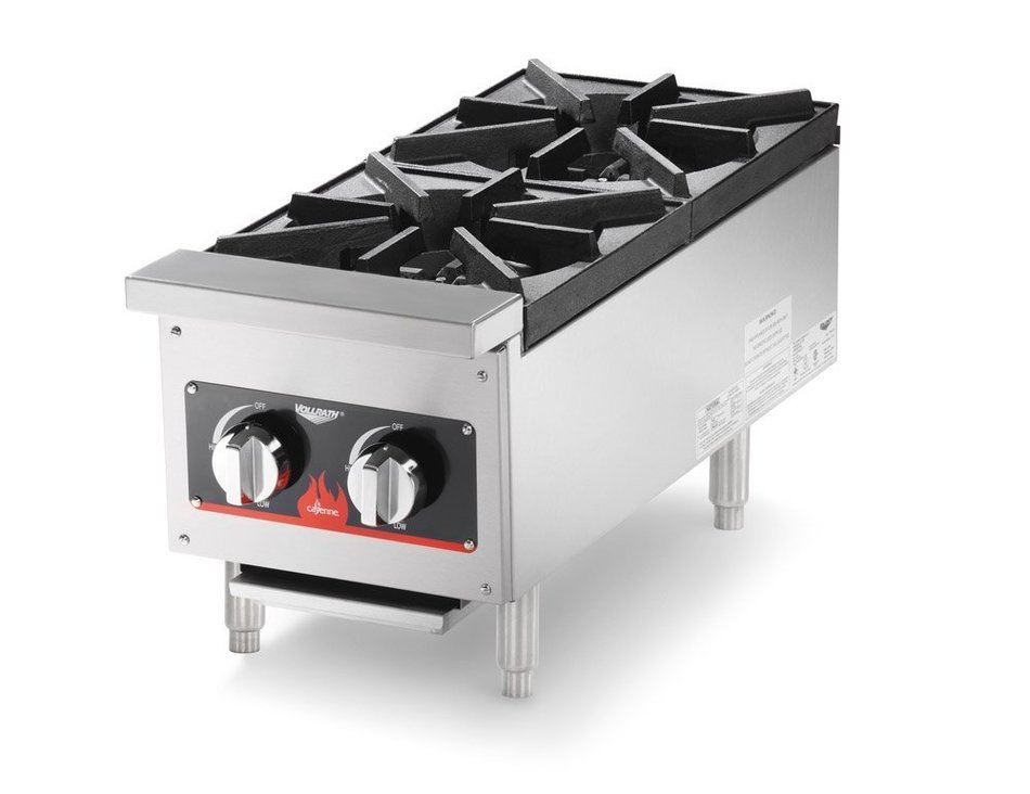 Vollrath Cayenne Hot Plate, gas, countertop, 12"W x 27"D x 14-7/8"H, (2) burners, 26,000 BTU per burner, cast...