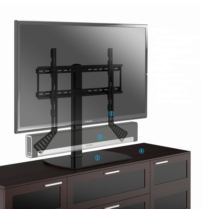 Fitueyes Universal Sound Bar Bracket Mount Above or Below TV , Black ,FSB47701MB N7