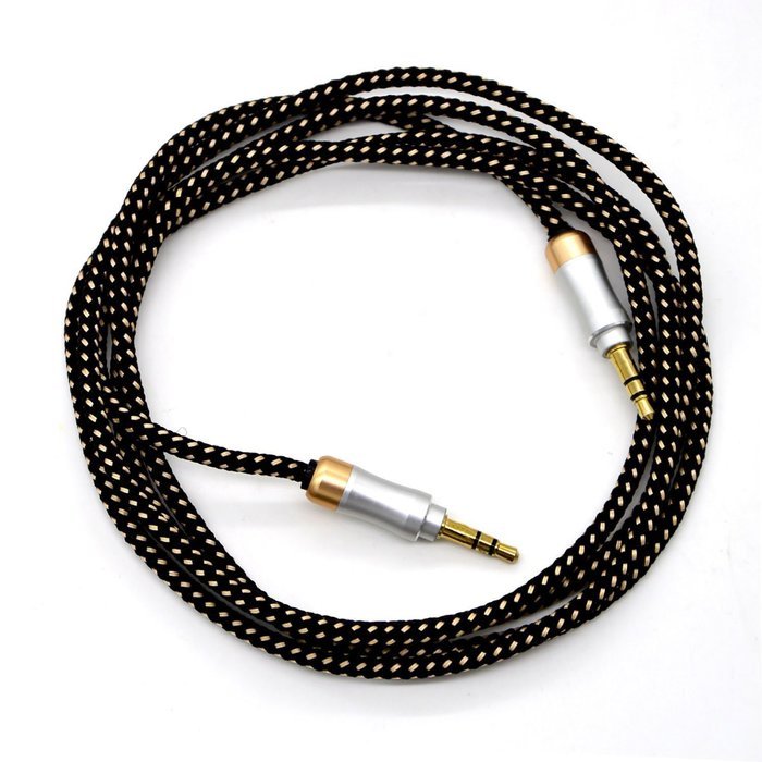 eBerry [A04 3.5mm Male to Male Audio Cable] Special Color Contrast Nylon Fiber Cloth Foil Shielded Slim Waist... N11