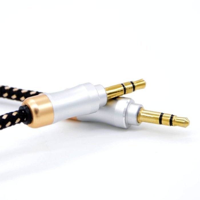 eBerry [A04 3.5mm Male to Male Audio Cable] Special Color Contrast Nylon Fiber Cloth Foil Shielded Slim Waist... N12