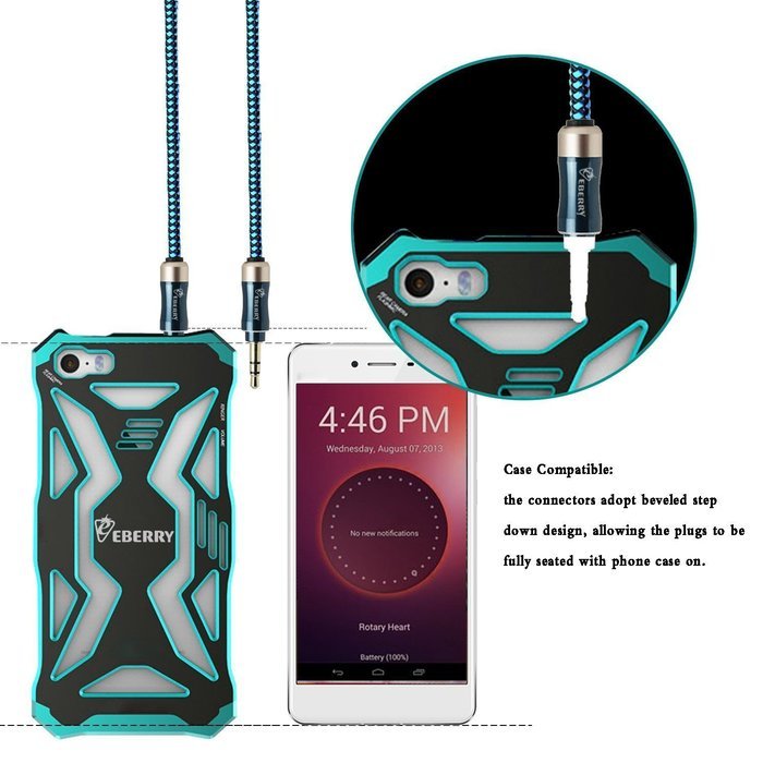 eBerry [A04 3.5mm Male to Male Audio Cable] Special Color Contrast Nylon Fiber Cloth Foil Shielded Slim Waist... N13
