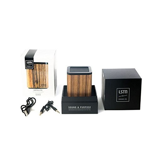 LSTN Satellite Walnut Wood Portable Bluetooth Speaker with Built-in Microphone N5