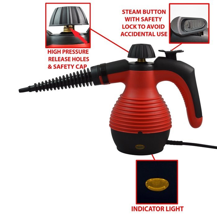 New Version Spill-Proof Multi-Purpose Handheld Steam Cleaner with Safety Lock steamer for stain removal, curtains... N6
