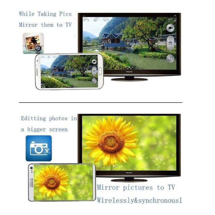AMOITEC Wireless Wifi HDMI Display Dongle Adapter Support Mirror Function Airplay for iPhone 4/5/6 plus ipad mini... N6