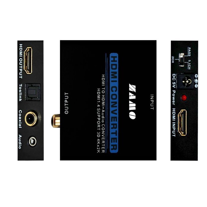 ZAMO HDMI Audio Extractor Support Ultra HD | 4K X 2K with Toslink Optica+Coaxial+3.5mm+ RCA R/L Audio Output Converter...