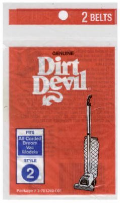 Dirt Devil Replacement Belts for Broom Vac, Package of 2 N2
