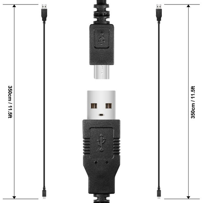 USB Charging Cable, 2 Pack SENHAI 11.5ft/3.5m Extra Long USB Cord for PS4/Xbox One Gamepad Like Dual Shock 4,... N20