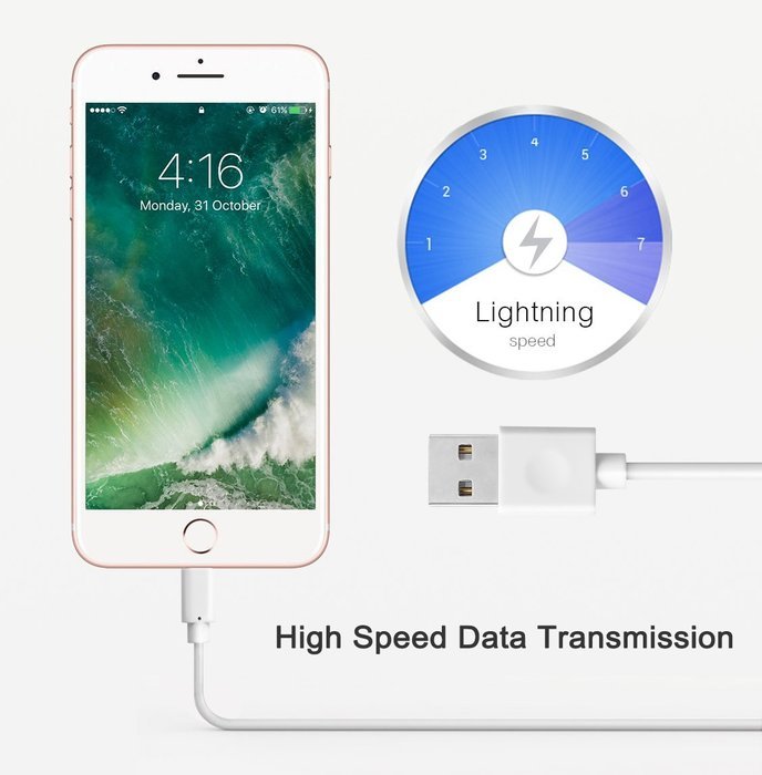 Nikolable iPhone cable 2pcs Lightning to USB Cable, 10ft Charging and Syncing Cable for iPhone, iPhone 7 7Plus... N16