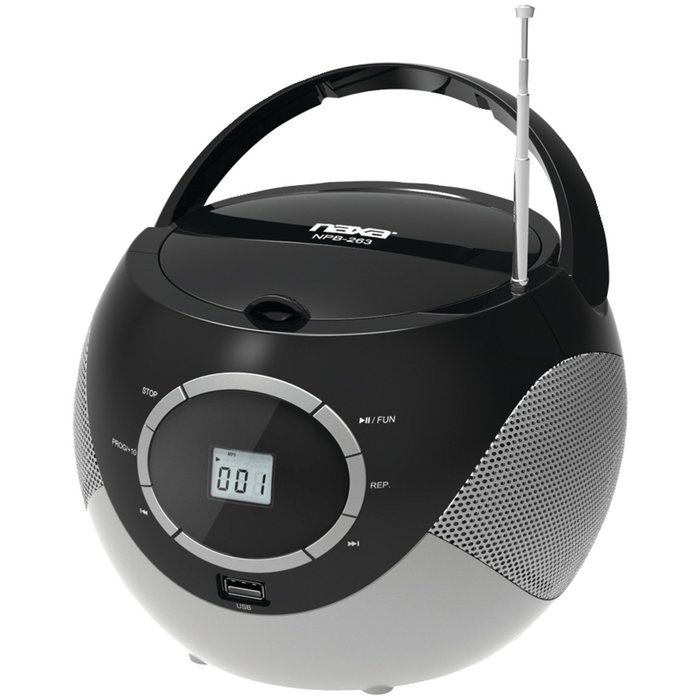 NAXA Electronics Portable MP3/CD Boombox and USB Player