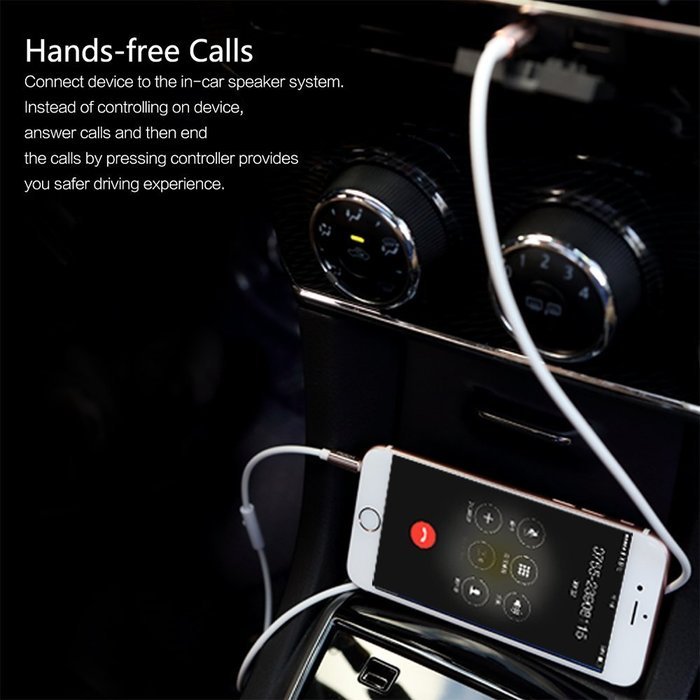 【Audio Cable】ROCK 2.6ft/80CM 3.5mm In-line Control Tangle-Free Male To Male Universal Stereo Audio Cable with... N7