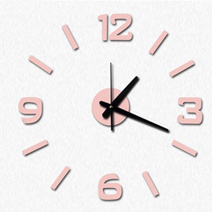 MuLuo Four colors DIY Numbers Wall Clock Acrylic Mirror Wall Stickers Watches Home Decor Clock light purple N3