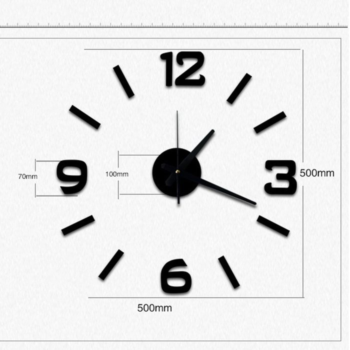 MuLuo Four colors DIY Numbers Wall Clock Acrylic Mirror Wall Stickers Watches Home Decor Clock light purple N4