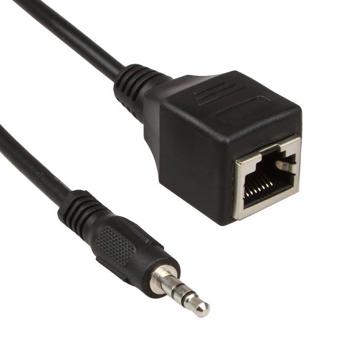 SHARPALIN 2 Pack DC3.5mm Stereo to DC3.5mm Stereo Audio Balun Extender Over Cat5/6 (2x Audio to RJ45 Female) N3