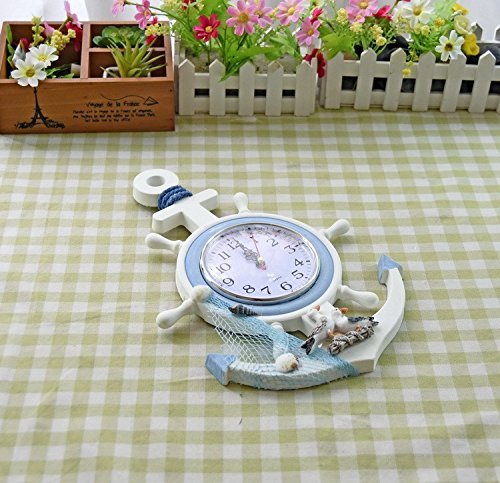 Mediterranean Style Creative Wall Clock Solid Wood Romantic Living Room Bedroom Wall Alarm Clock N3