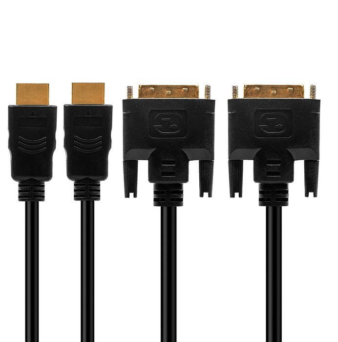2 Pack: High Speed DVI to HDMI 3 Feet Cable in Black, Bi-directional Digital Transmission - High Bandwith Supported... N2
