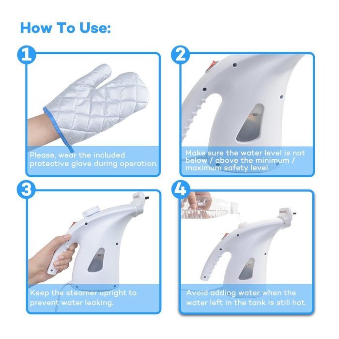 TaoTronics Garment Steamer, 2 Set of Upgraded 200ml Large Capacity Handheld Fabric Steamer for Clothes with Protective... N9