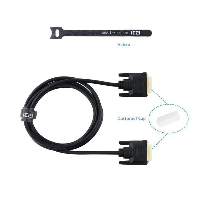 DVI Cable, ICZI DVI Male to DVI Male Cable Gold Plated Single Link (24+1 Pin) Digital Video Monitor Cable - 6... N2