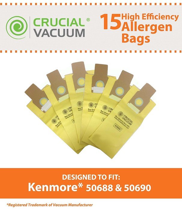 18 Kenmore 50688, 50690 Allergen Filtration Vacuum Cleaner Bags - Fits Kenmore 20-5068, 20-50681, 20-50688, 20...