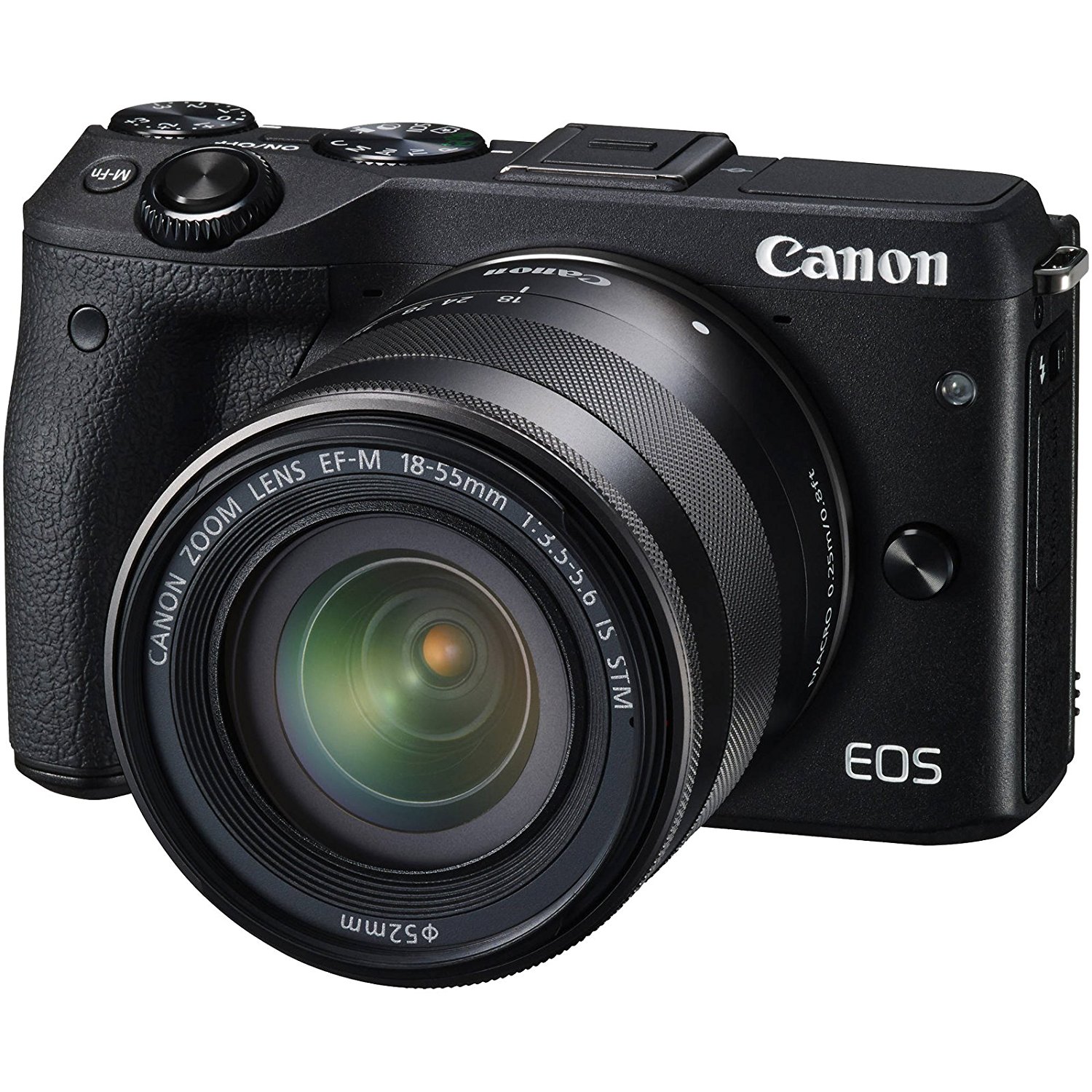 Canon EOS M3 Wi-Fi Digital ILC Camera & EF-M 18-55mm IS STM Lens (Black ...