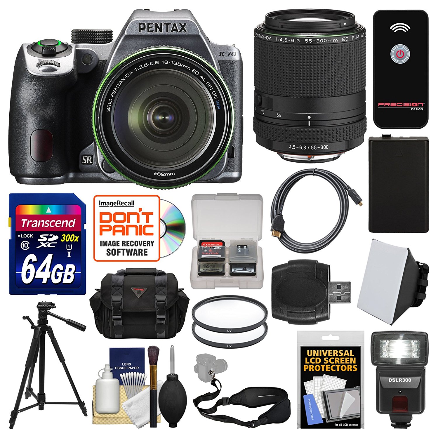 Pentax K-70 All Weather Wi-Fi Digital Camera & 18-135mm WR Lens (Silver ...