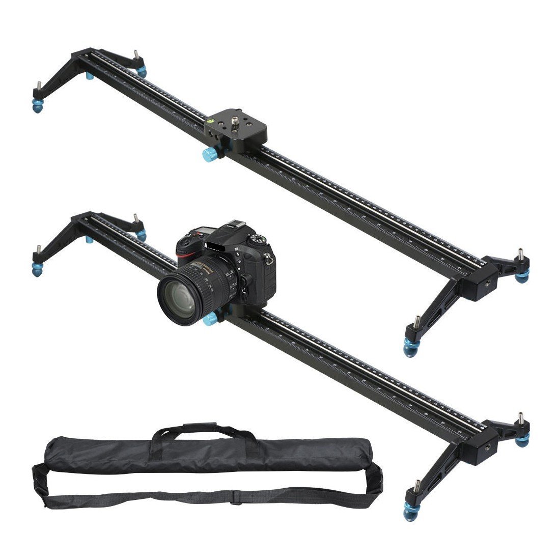 Camera Slider 2 Feet (Adjustable Carbon Fiber Camera Dolly Track Slider Video Stabilizer Rail For Camera