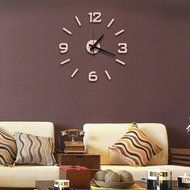 MuLuo Four colors DIY Numbers Wall Clock Acrylic Mirror Wall Stickers Watches Home Decor Clock light purple N6